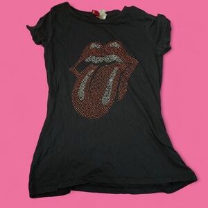 Rolling Stones rhinestone bedazzled top